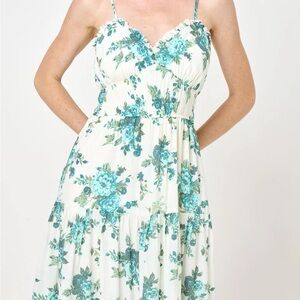 Trixxi Floral Print Tiered Midi Dress